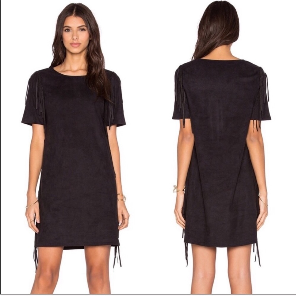 Revolve  1. State Faux Suede Fringe Shift Dress